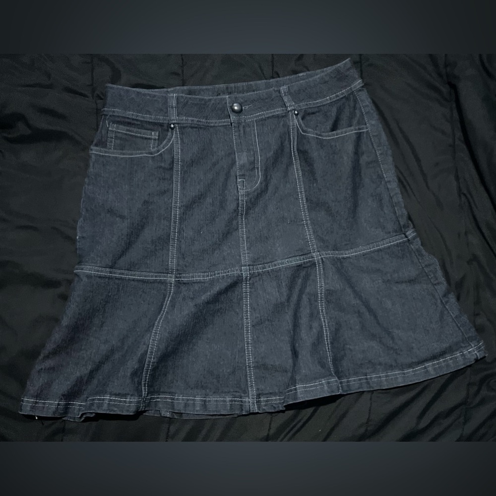 90s y2k denim midi flare skirt